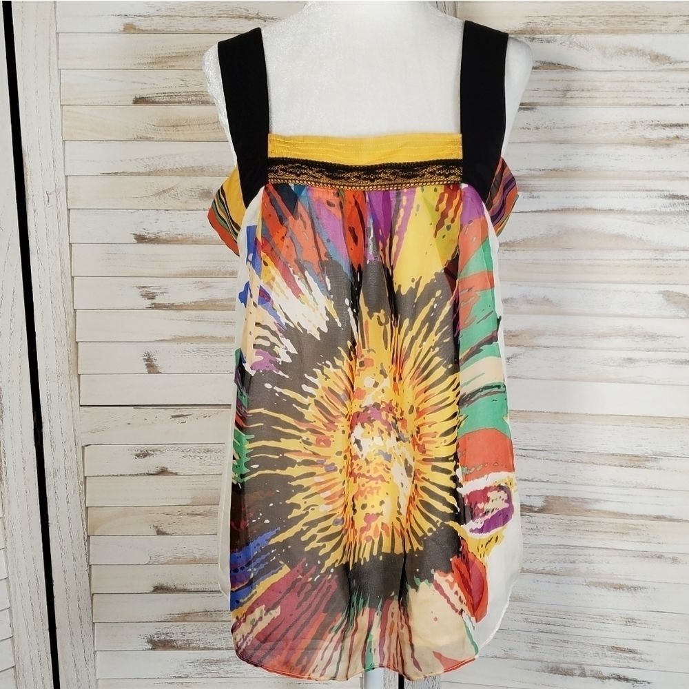 Flower print unique colorful tank